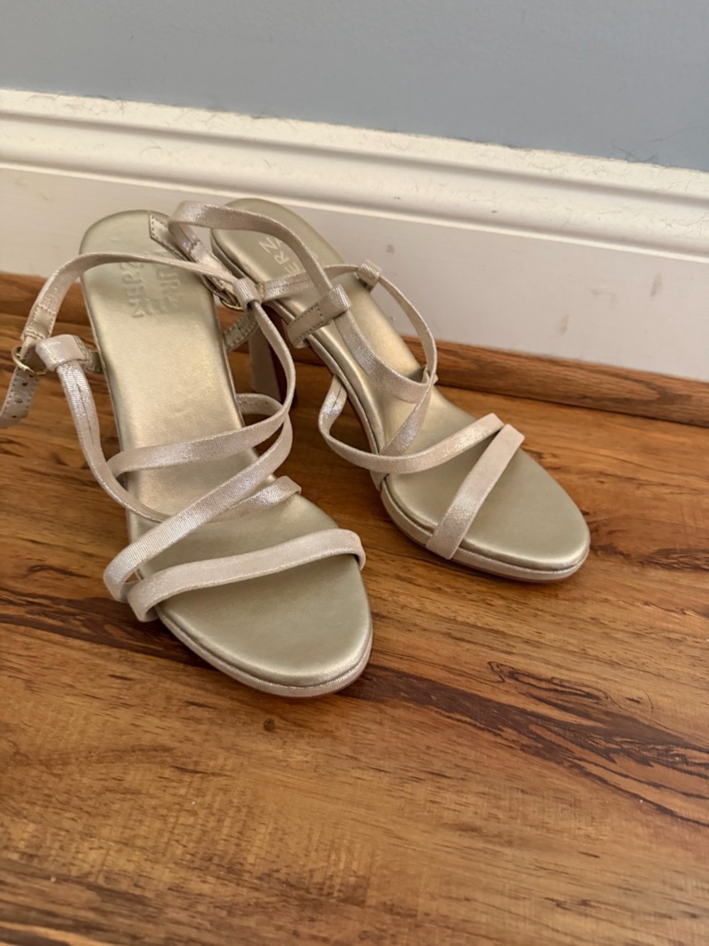 Naturalizer Strappy Metallic Champagne Heeled Sandals